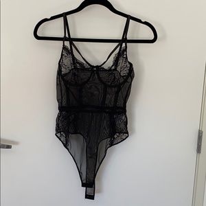Black mesh sheer bodysuit